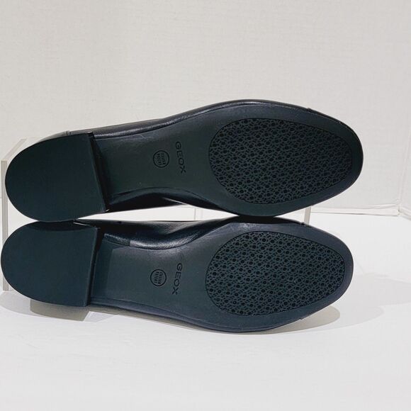 GEOX Lola Flats w Bow Womens 38 Size 8 Black Patent Leather Cap Toe Low Heels - Picture 11 of 14